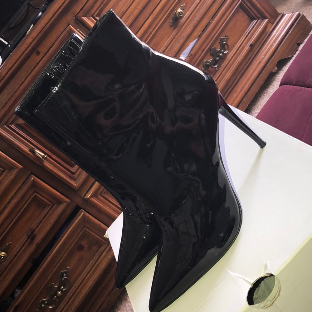 Patent leather booties